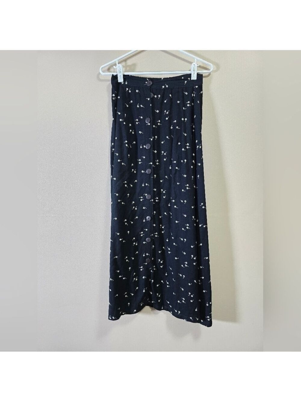 Vintage pudding shop buttons floral midi skirt color black